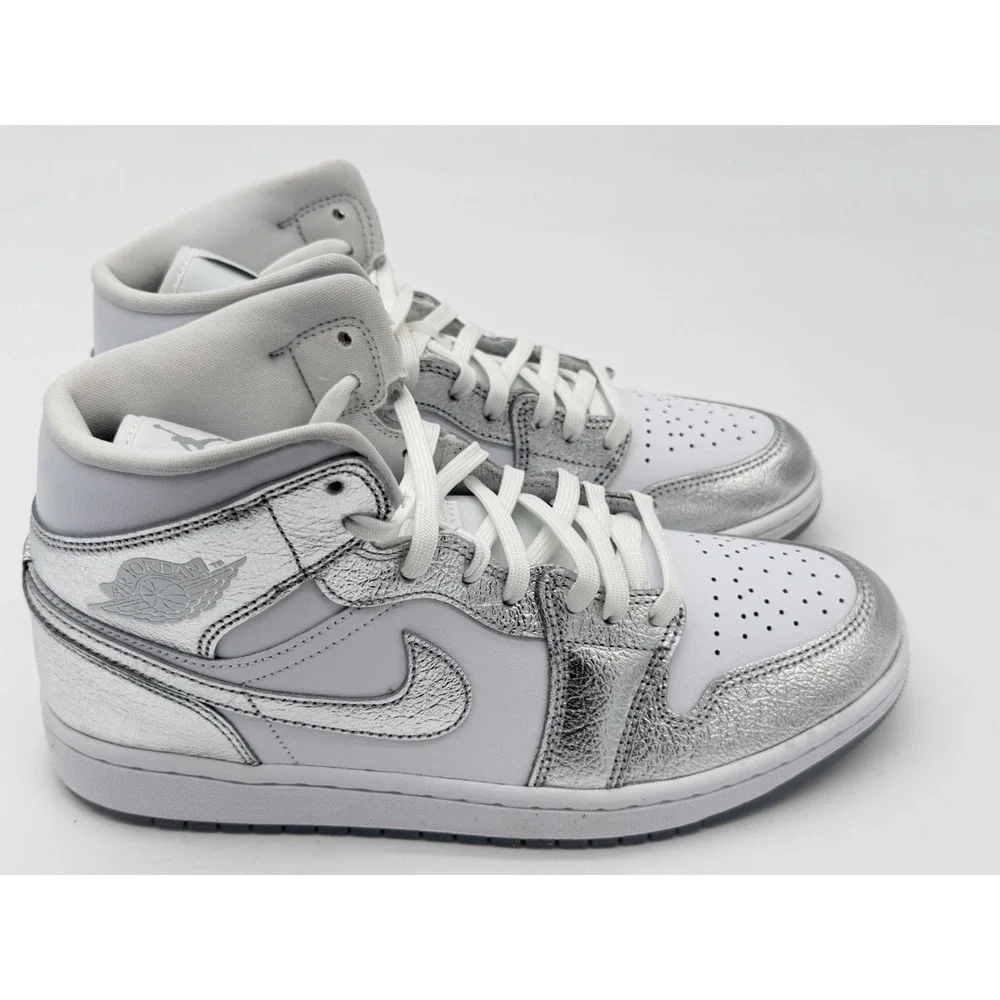 Women's 11 / Men's 9.5 - Nike Jordan 1 Mid Metallic Silver FN5031-100 No Box Lid